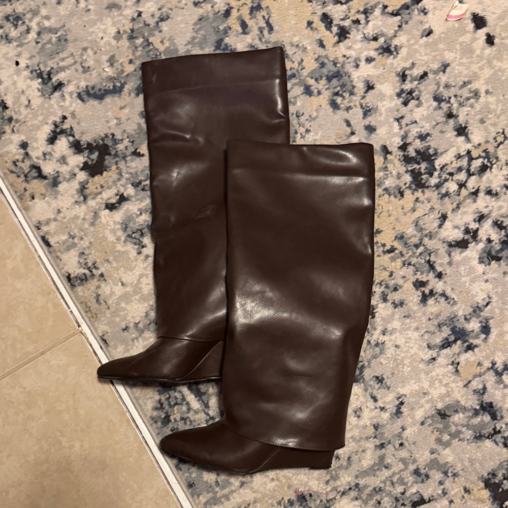Dark Brown Knee-High Leather Boots